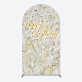 Lofaris White Floral Happy Birthday Sweety Arch Backdrop
